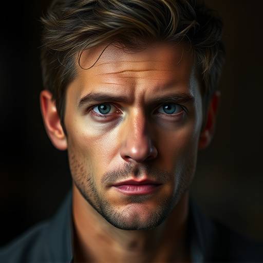 Een acteur met een serieuze uitdrukking in een headshot