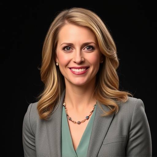 Headshot van een nieuws presentator, Lisa Verbeek, professioneel en betrouwbaar